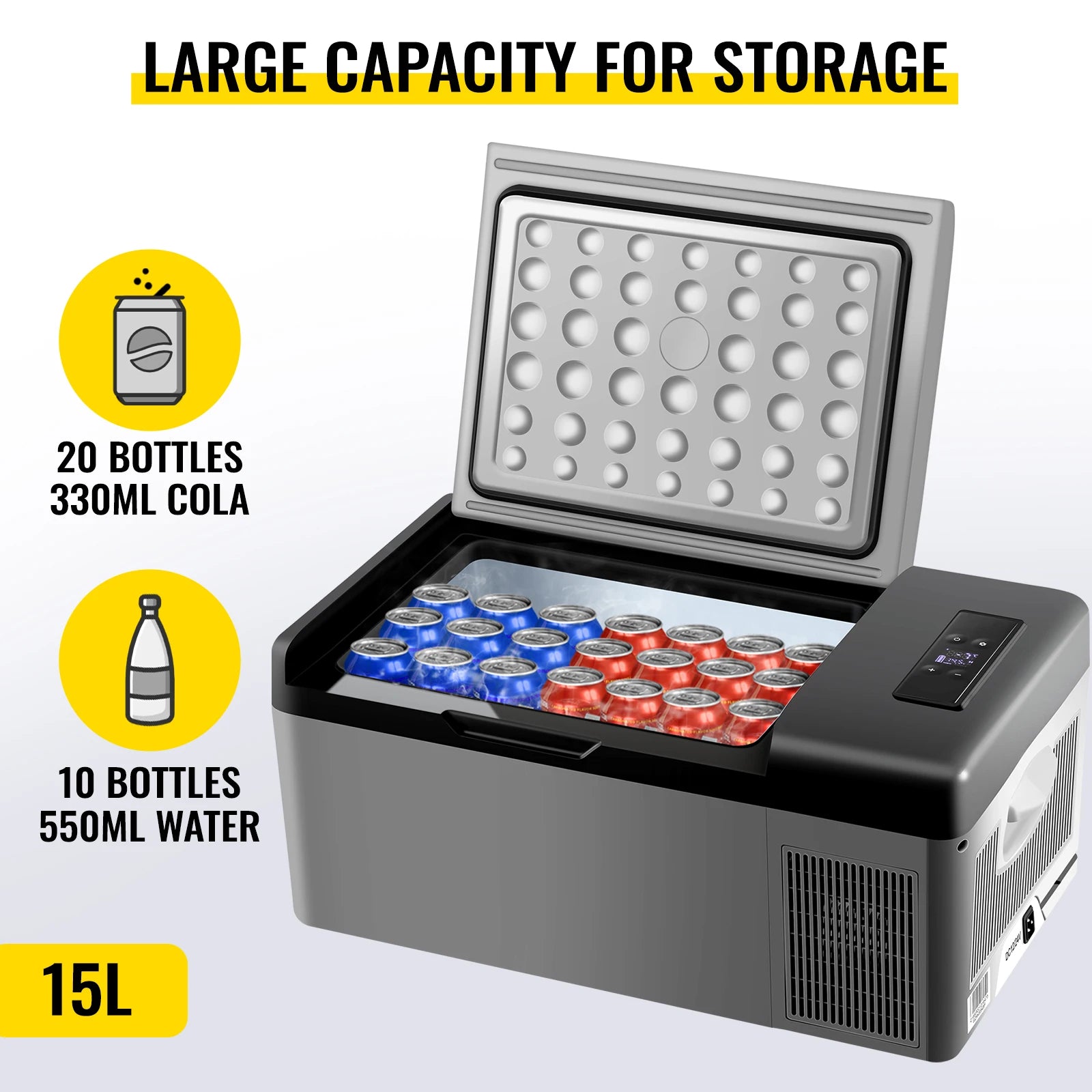 VEVOR 15L 95L Car Refrigerator Portable Fridge Freezer 12/24V DC 110-240 AC for Home Outdoors RV Boat Camping Traveling Use
